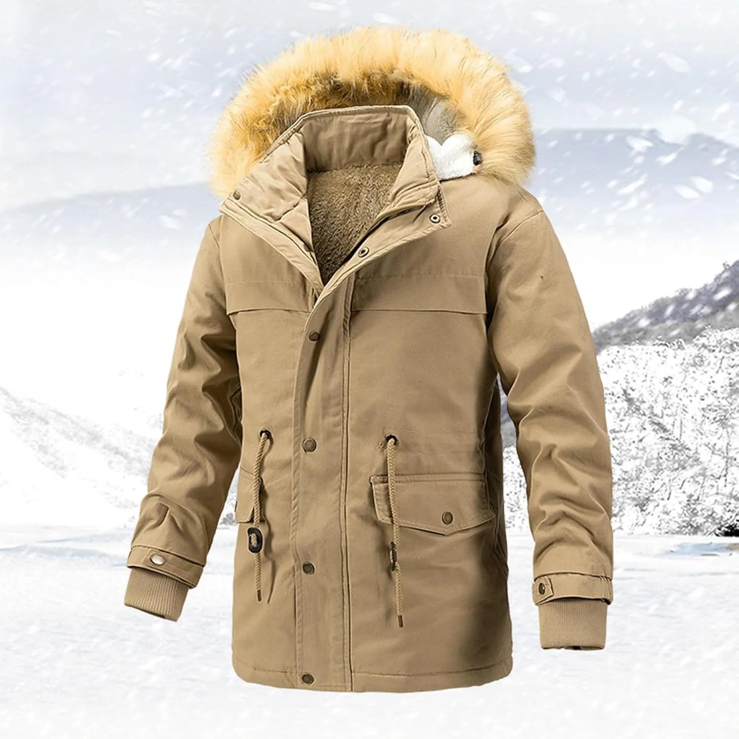 Men's Winter Skiing Jackets Waterproof Fleece Coats Insulated Thermal Snowboard Jacket Parka Raincoat with Hooded