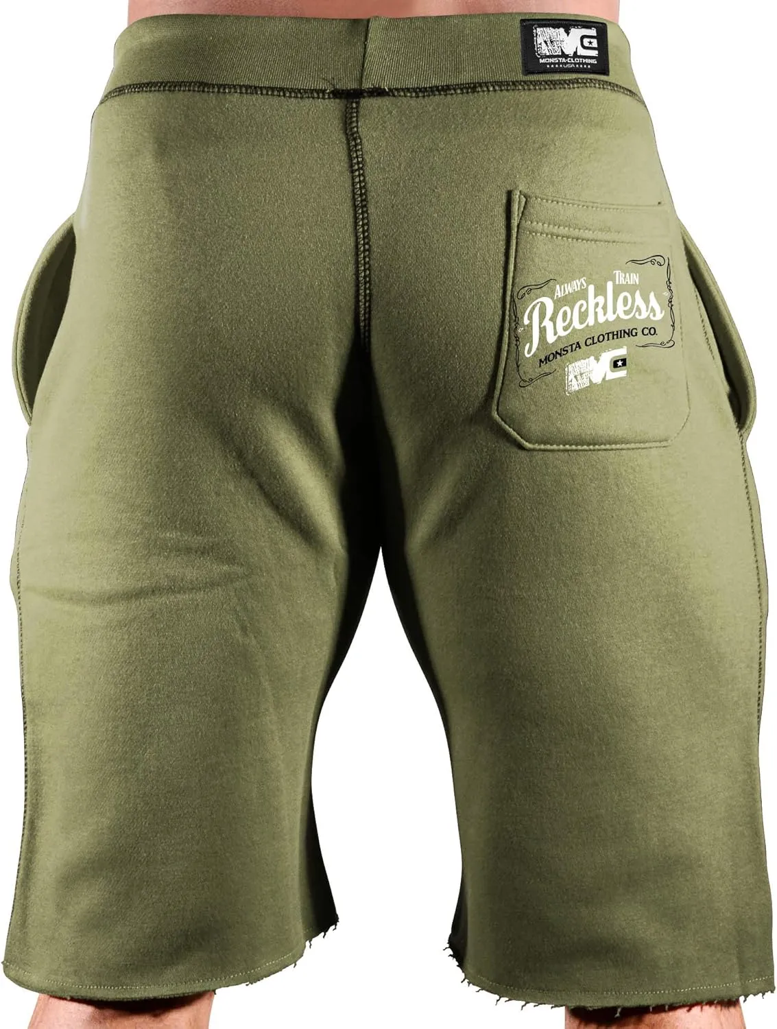 Men's Workout (Always Train Reckless) Gym Shorts (A:WT/BK)