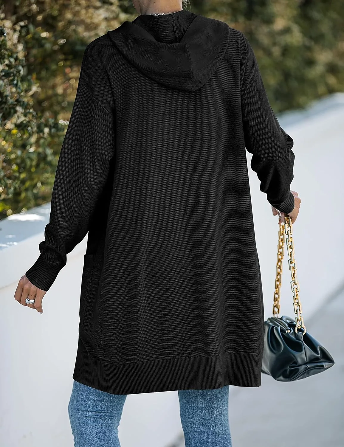 MEROKEETY Women's 2024 Long Sleeve Open Front Hoodie Knit Sweater Cardigan Outwear