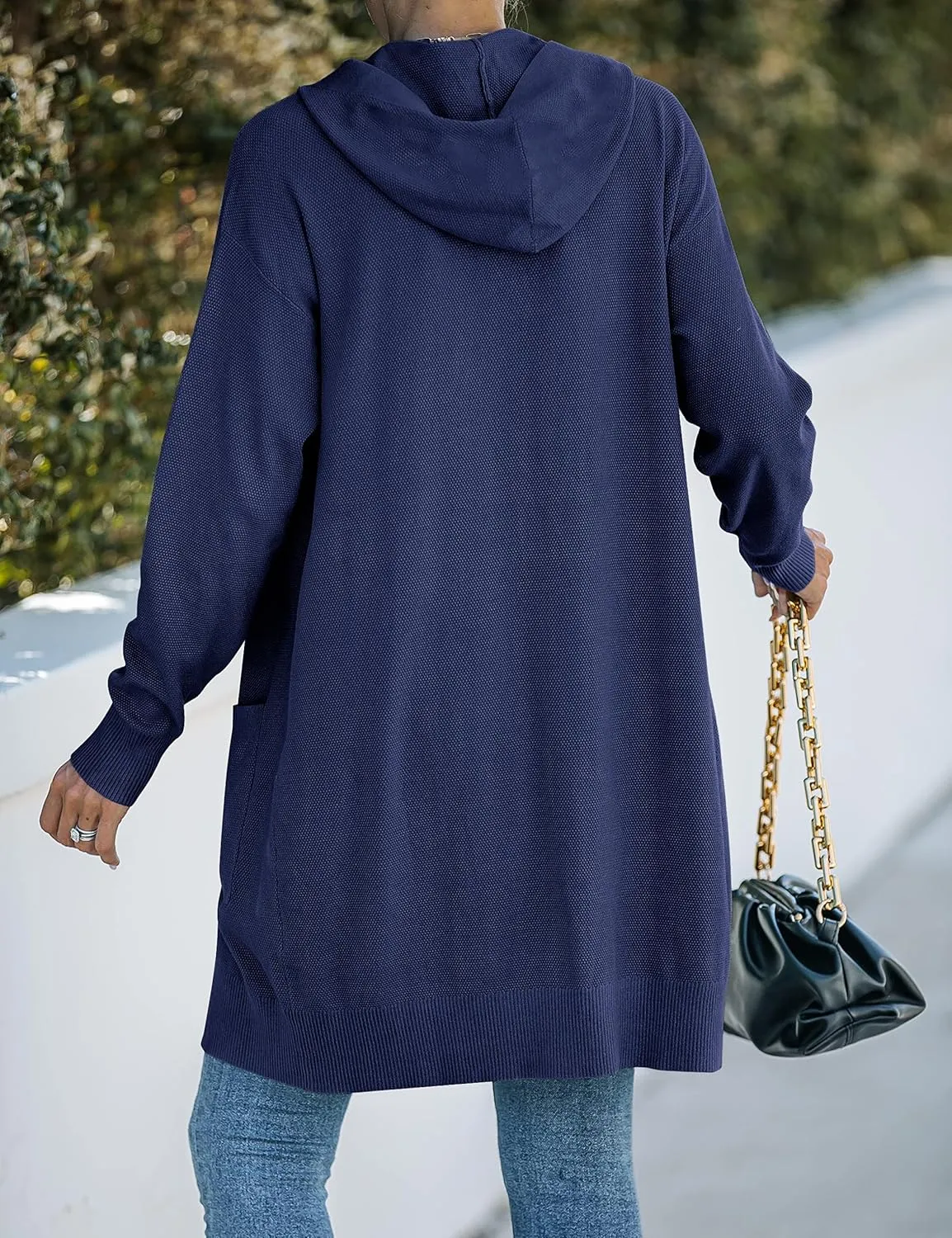 MEROKEETY Women's 2024 Long Sleeve Open Front Hoodie Knit Sweater Cardigan Outwear