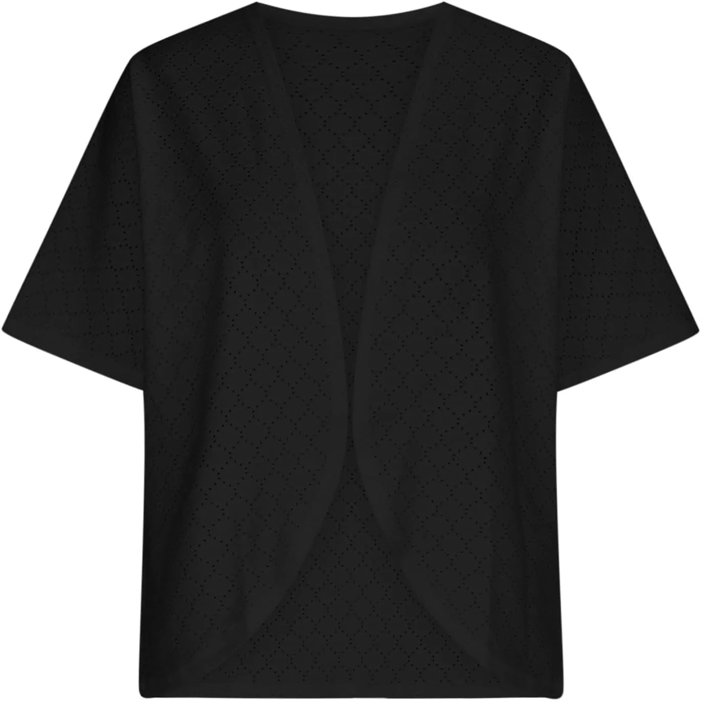 Mzkdieey Women's Eyelet Embroidery Kimono Cardigan Summer Swimsuit Cover Ups Open Front Short Sleeve Beach Robe Resort Wear