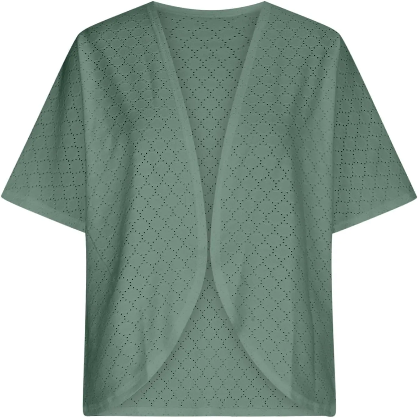 Mzkdieey Women's Eyelet Embroidery Kimono Cardigan Summer Swimsuit Cover Ups Open Front Short Sleeve Beach Robe Resort Wear