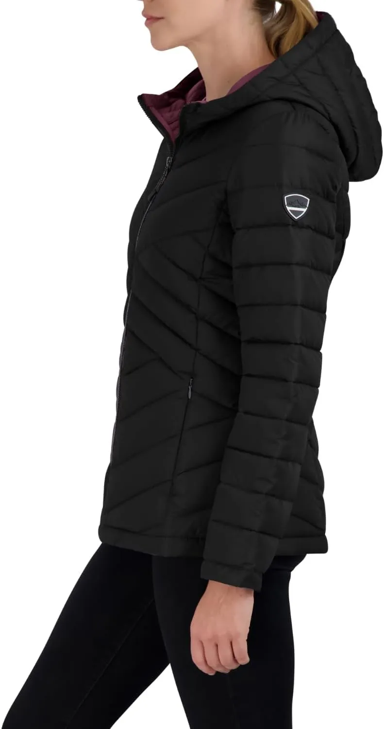 Nautica Women's Short Stretch Lightweight Puffer Jacket with Removeable Hood