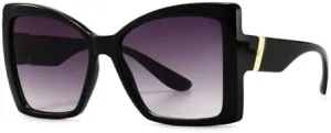 New 2025 Luxury Big Frame Cat Eye Sunglasses Women Fashion Vintage Popular Travel Sun Glasses For Female Shades UV400,Black gray,one size