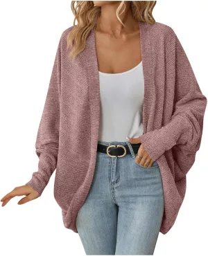 Oversized Cardigan Sweaters for Women Batwing Long Sleeve Chunky Knit Open Front Outwear Coat Fall Outfits 2024