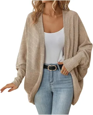Oversized Cardigan Sweaters for Women Batwing Long Sleeve Chunky Knit Open Front Outwear Coat Fall Outfits 2024