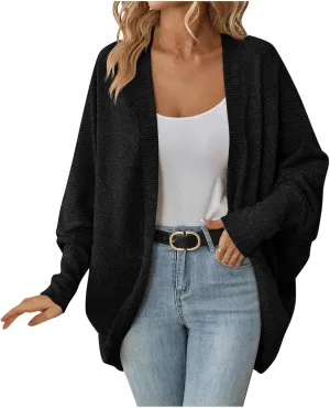 Oversized Cardigan Sweaters for Women Batwing Long Sleeve Chunky Knit Open Front Outwear Coat Fall Outfits 2024