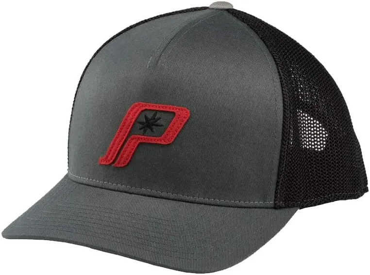 Polaris Retro Logo Mesh Snapback Hat, Breathable Mesh Back, Adjustable Baseball Caps, Charcoal/Black, 2869542