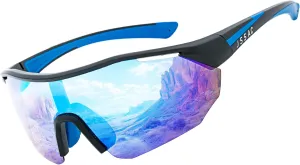 Polarized Sports Eyeglasses for Men Women Black Green Sunglasses for Running Fishing Baseball Cycling Lightweight UV400