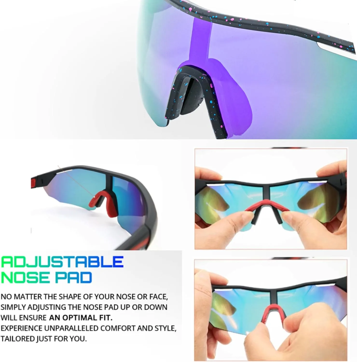 Polarized Sports Eyeglasses for Men Women Black Green Sunglasses for Running Fishing Baseball Cycling Lightweight UV400