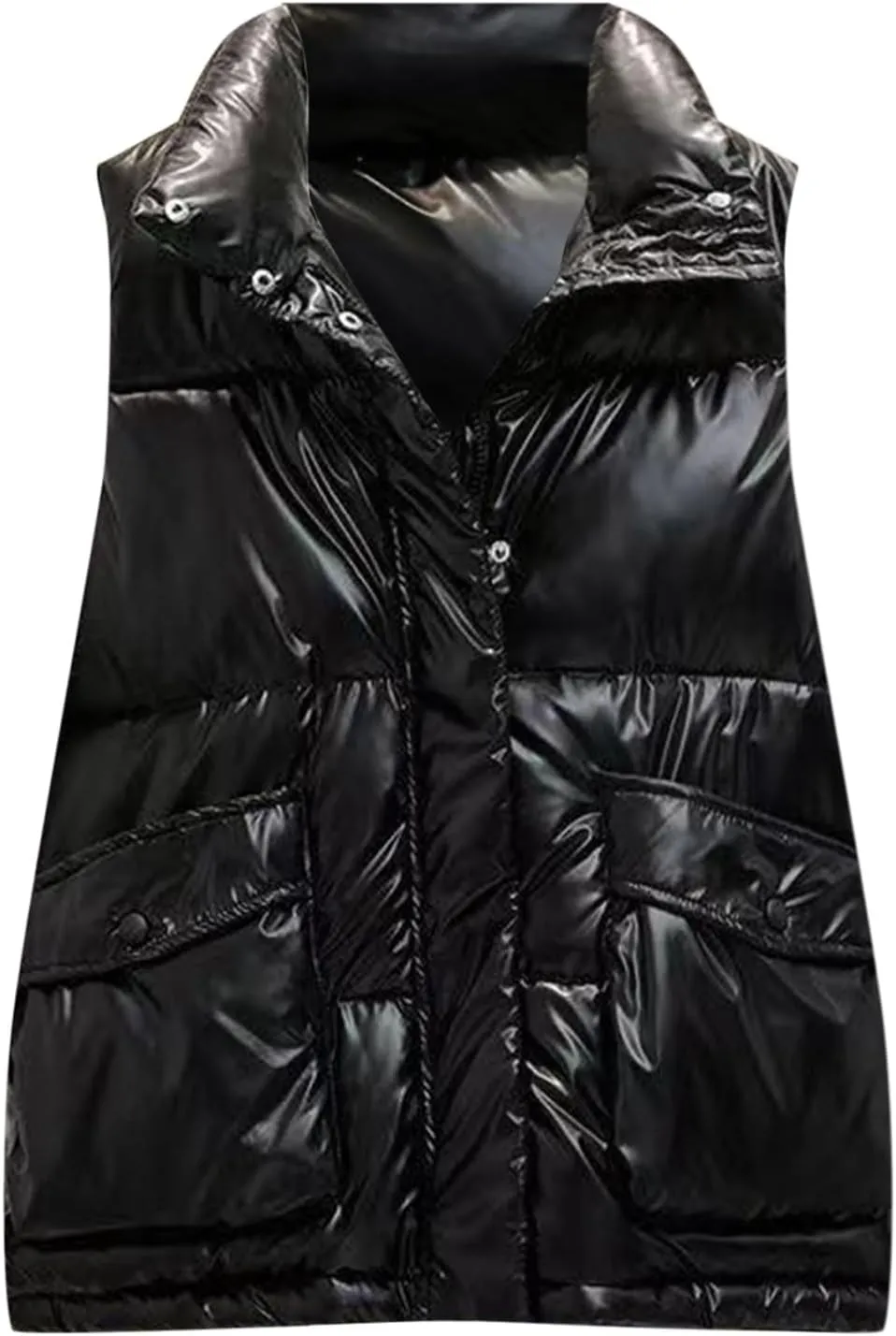 Puffer Vest Women Sleeveless 2024 Winter Down Coats Outerwear Warm Puffer Jacket Lightweight Stand-up Collar Down Vests