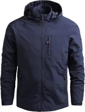 Rain Jacket for Men Waterproof Packable Raincoat Fall Winter Mountain Sport Military Jacket Lightweight Rain Shell Jacket