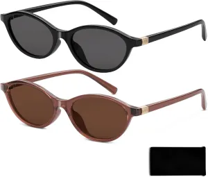 Retro Cat Eye Sunglasses for Women Y2K Vintage Oval Trendy Sunnies
