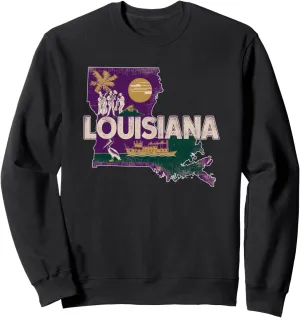 Retro USA Vintage American Graphic US State Louisiana Sweatshirt