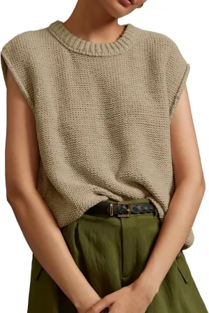 Saodimallsu Womens Sleeveless Crewneck Sweaters Ribbed Knit Tank Tops 2025 Trendy Sweater Vest