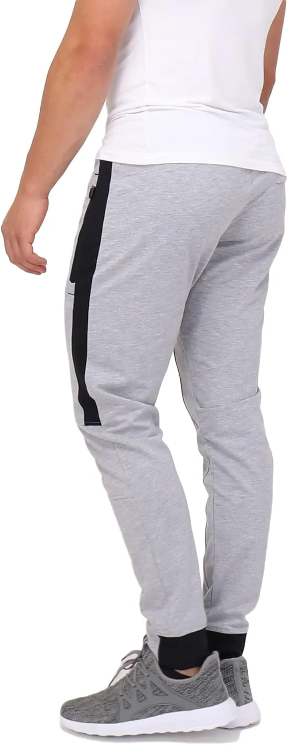 SCR SPORTSWEAR Tall Jogger Sweatpants for Men - Mens Athletic Pants with Zipper Pockets
