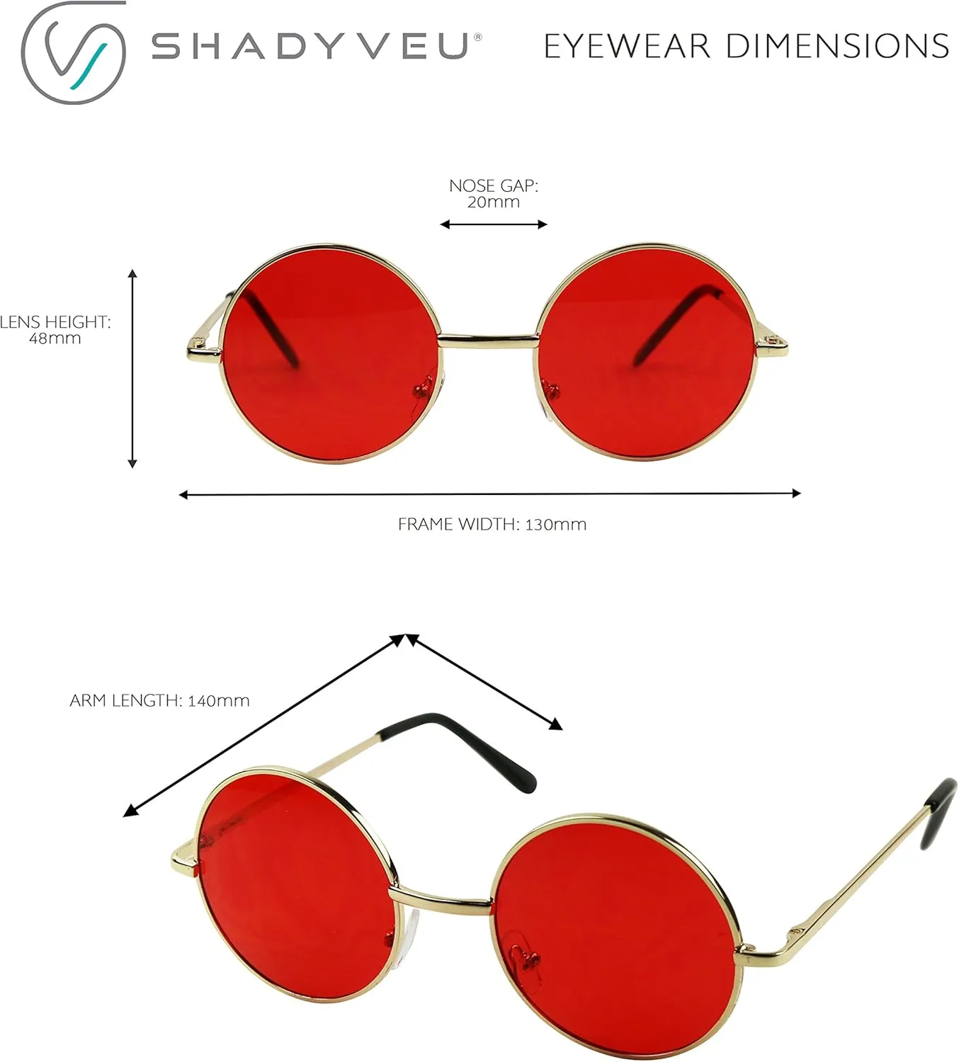 ShadyVEU Retro Round Style 70s Sunglasses Colorful Tint Groovy Hippie Mens Womens Shades