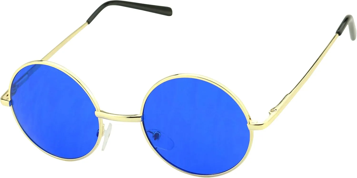 ShadyVEU Retro Round Style 70s Sunglasses Colorful Tint Groovy Hippie Mens Womens Shades