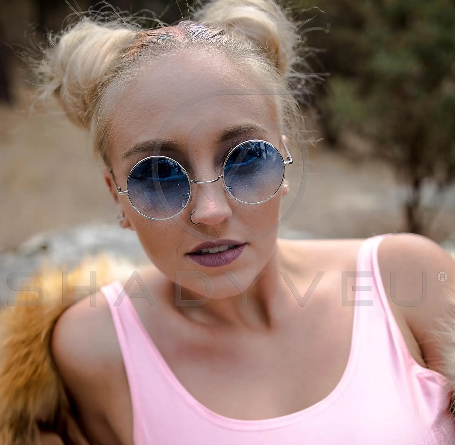 ShadyVEU Retro Round Style 70s Sunglasses Colorful Tint Groovy Hippie Mens Womens Shades