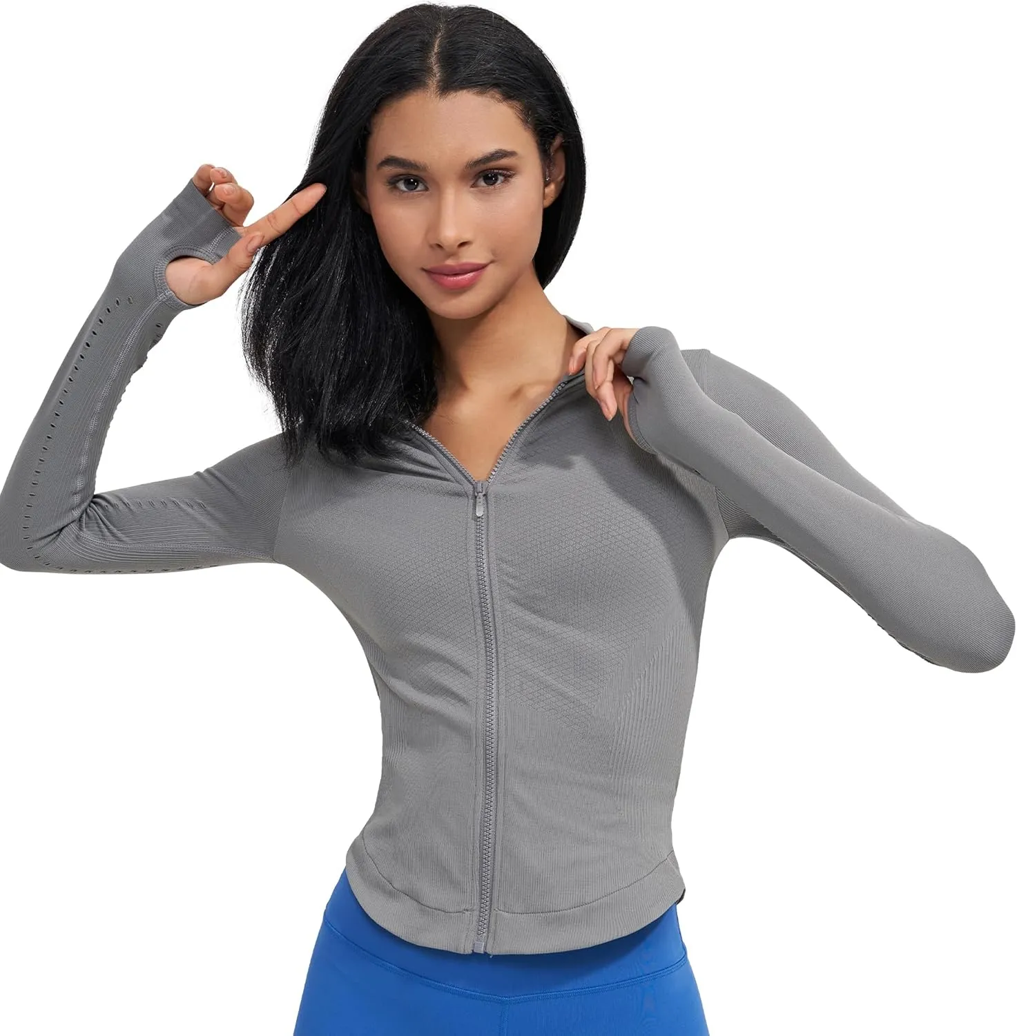 sphinx cat Womens Athletic Long Sleeve Full Zip Running Track Jacket Workout Yoga Sportwear with Thumb Holes Slim Fit