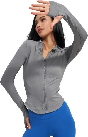 sphinx cat Womens Athletic Long Sleeve Full Zip Running Track Jacket Workout Yoga Sportwear with Thumb Holes Slim Fit