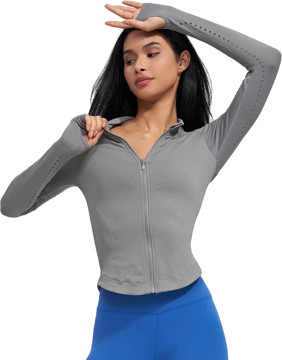 sphinx cat Womens Athletic Long Sleeve Full Zip Running Track Jacket Workout Yoga Sportwear with Thumb Holes Slim Fit