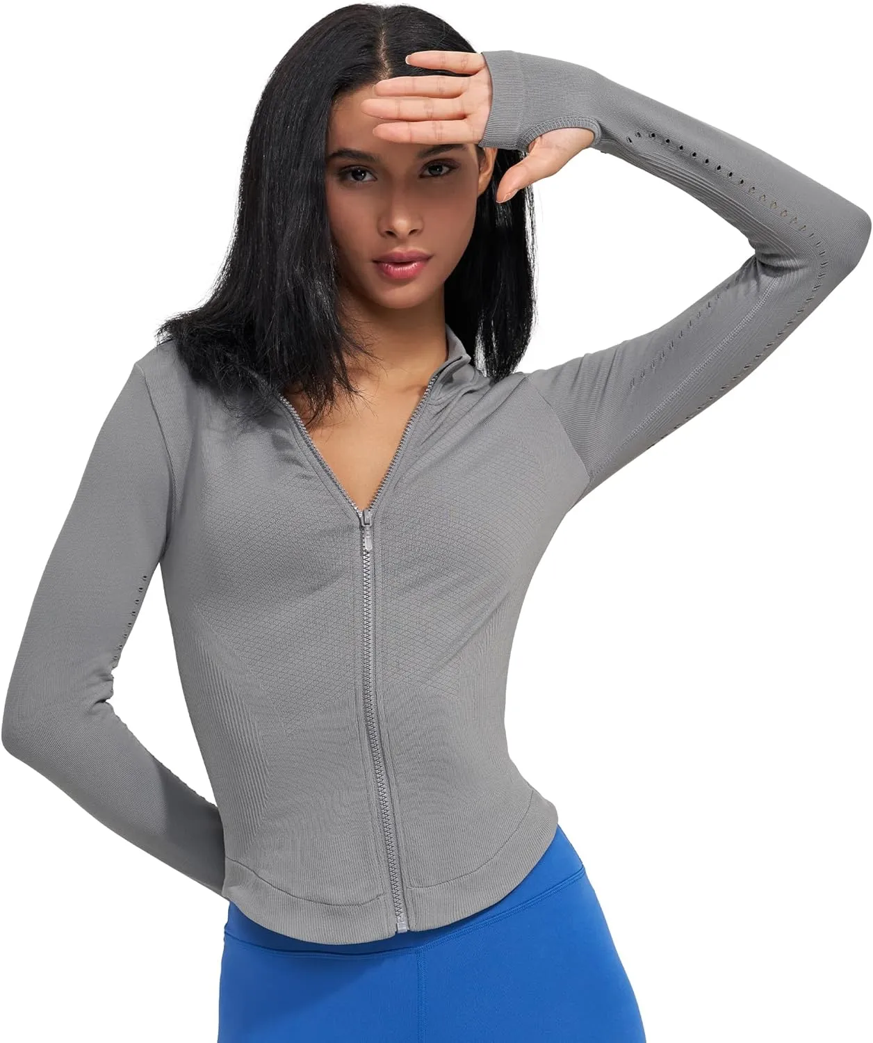 sphinx cat Womens Athletic Long Sleeve Full Zip Running Track Jacket Workout Yoga Sportwear with Thumb Holes Slim Fit