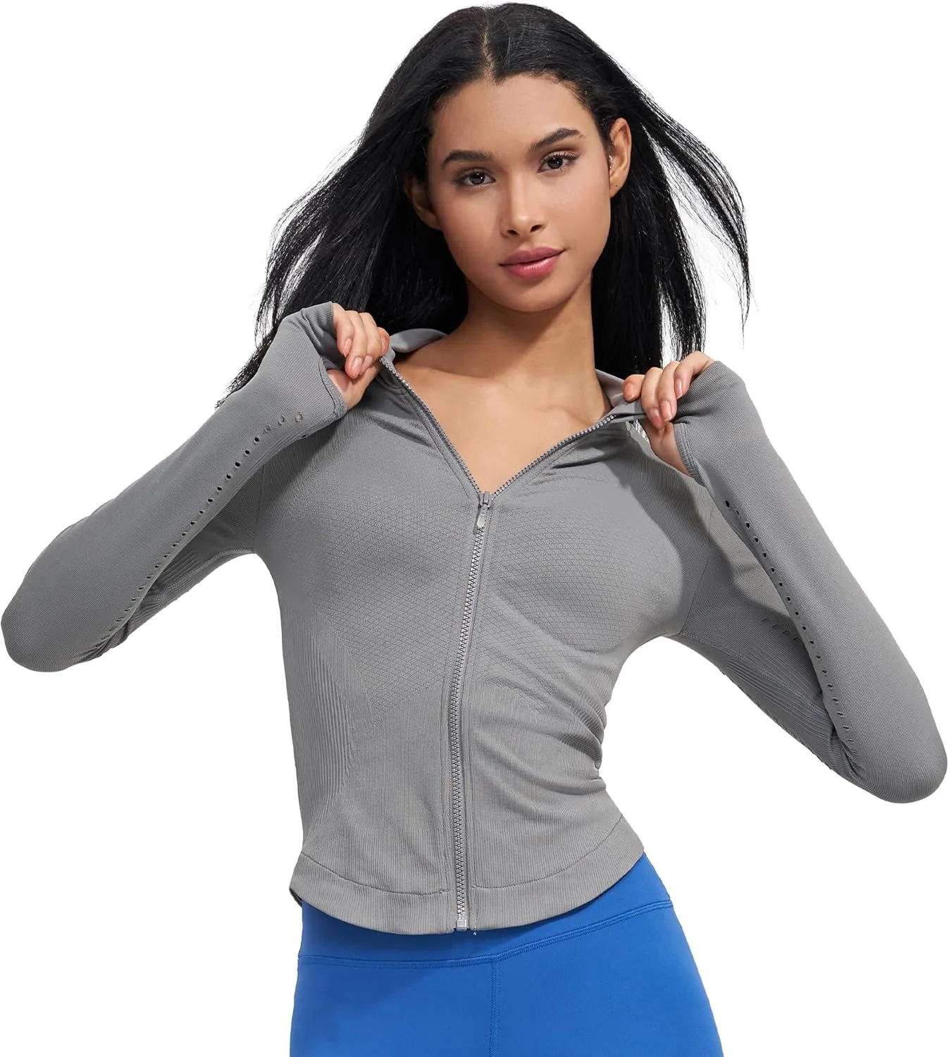 sphinx cat Womens Athletic Long Sleeve Full Zip Running Track Jacket Workout Yoga Sportwear with Thumb Holes Slim Fit
