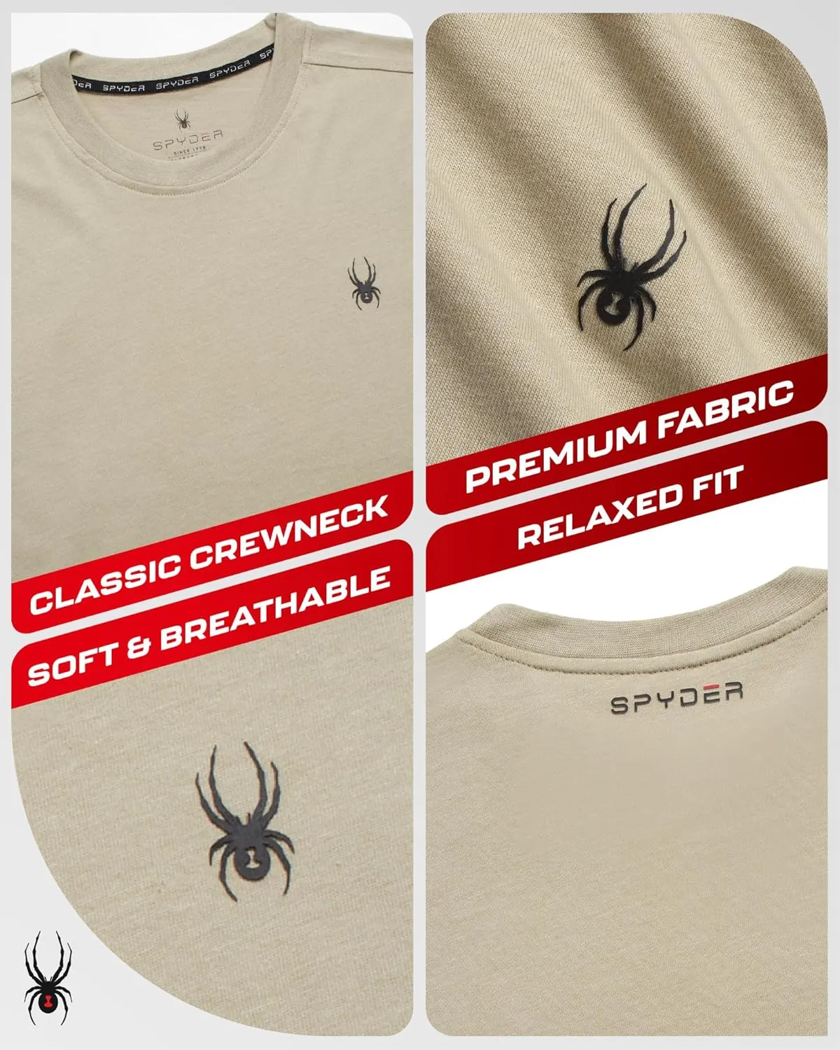 Spyder Mens T-Shirts - Soft Cotton Blend Jersey Crewneck Short Sleeve Shirts for Men, Casual Shirts for Workout & Daily Wear