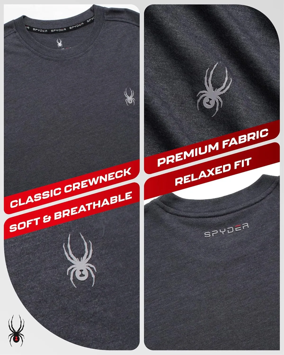 Spyder Mens T-Shirts - Soft Cotton Blend Jersey Crewneck Short Sleeve Shirts for Men, Casual Shirts for Workout & Daily Wear