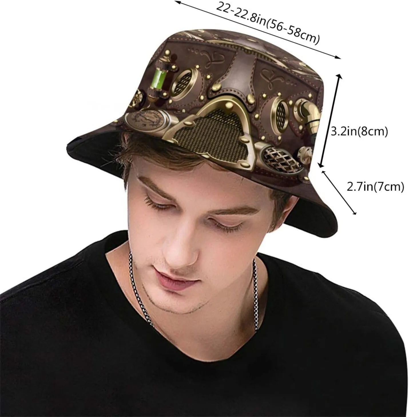 Steampunk 1 Bucket Hat for Women Men Summer Outdoor Foldable Wide Brim Fisherman Hat Halloween Fishing Sun Hat
