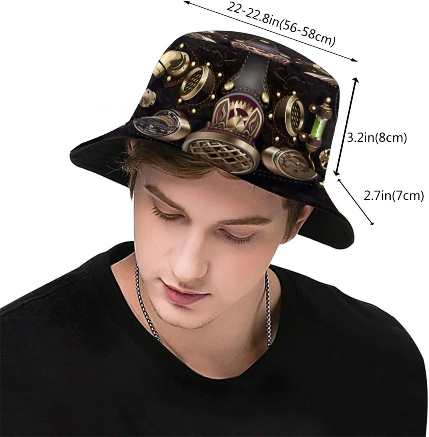 Steampunk 1 Bucket Hat for Women Men Summer Outdoor Foldable Wide Brim Fisherman Hat Halloween Fishing Sun Hat