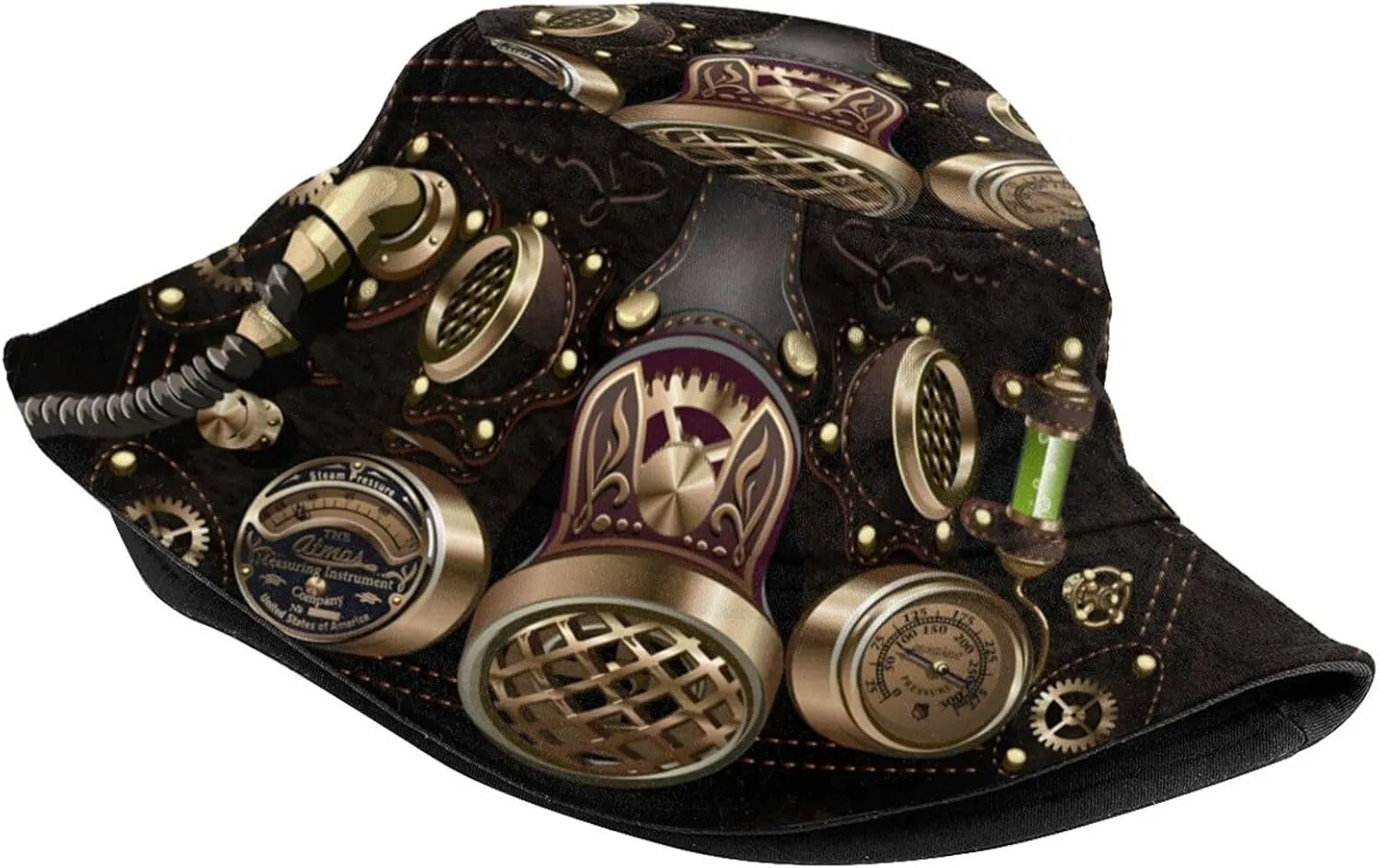 Steampunk 1 Bucket Hat for Women Men Summer Outdoor Foldable Wide Brim Fisherman Hat Halloween Fishing Sun Hat
