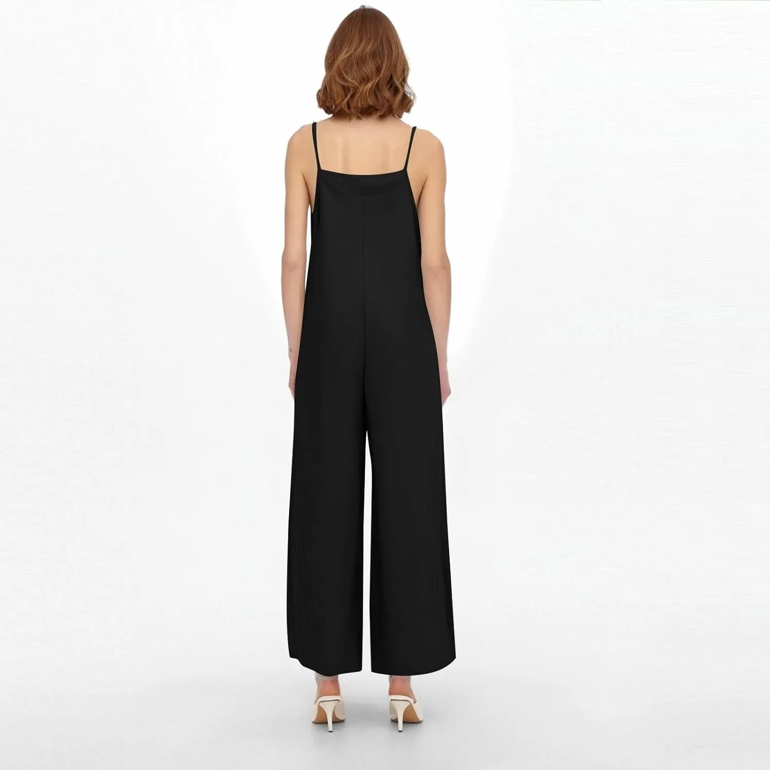 Summer Jumpsuits for Women 2025 Linen Maternity Jumpsuit Sleeveless Spaghetti Straps Wide Leg Jumpsuits with Pockets