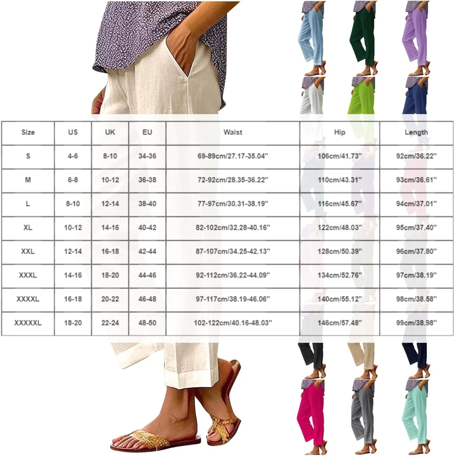 Summer Linen Capri Pants High Waisted Wide Leg Lounge Trousers Comfy Soft Trousers Trendy Casual Resort Wear