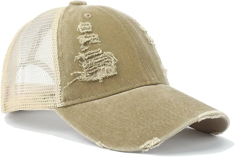 Trucker Hat Distressed Baseball Cap Golf Cap Adjustable Sportswear Hat for Men Women Unisex