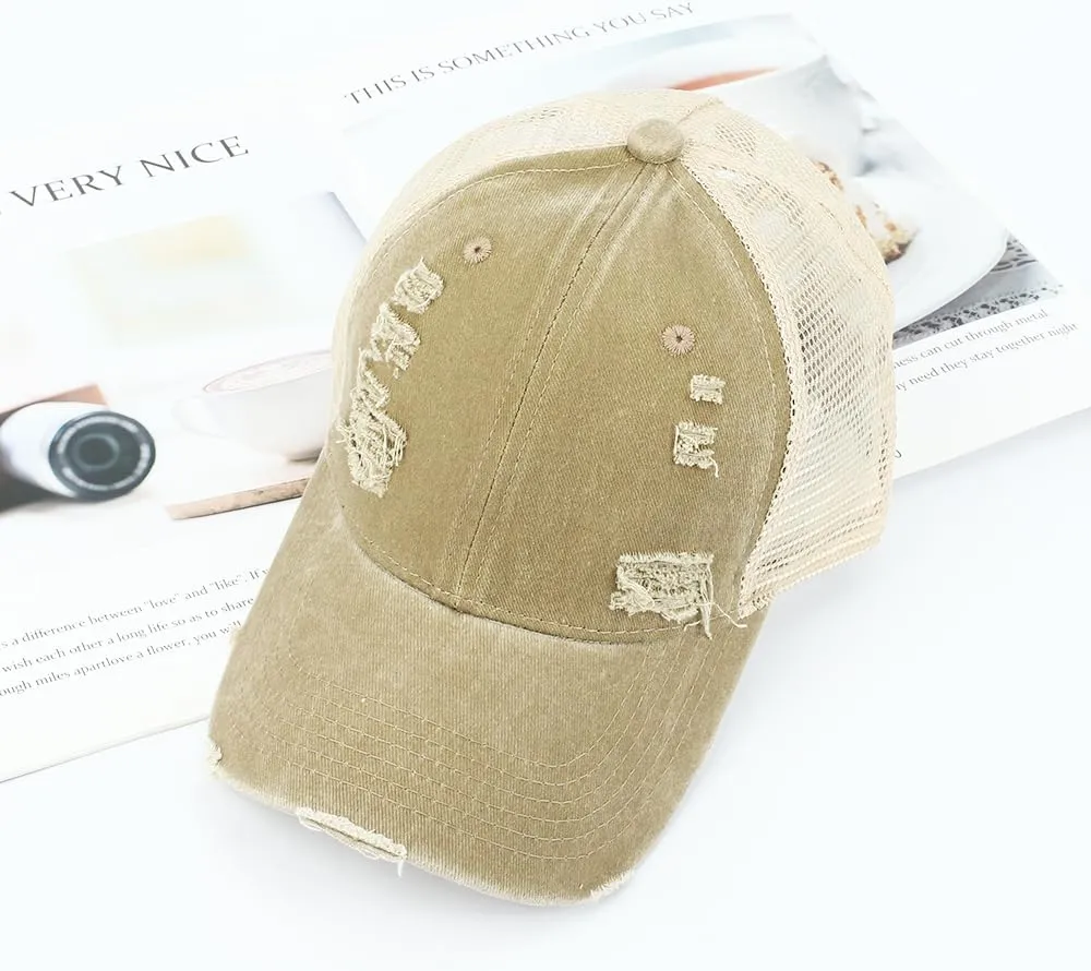 Trucker Hat Distressed Baseball Cap Golf Cap Adjustable Sportswear Hat for Men Women Unisex