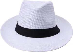Unisex Fashion Solid Color British Sun Hat Wide Brim Straw Hat Adult Jazz Straw Hat Jazz Hat Raiders Throwback