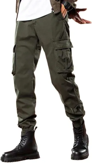 USTZFTBCL Winter Multi-Pockets Cargo Pants Men Thick Fleece Liner Warm Joggers Male Casual Cotton Thermal Trousers