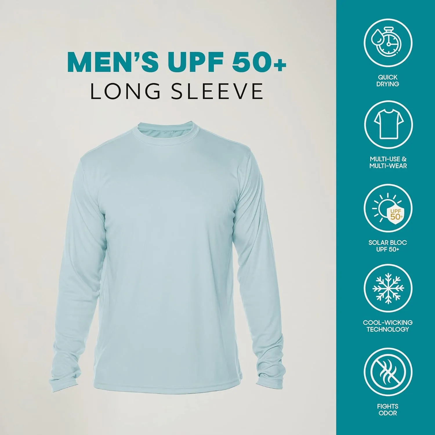 Vapor Apparel Men's Outdoor UPF 50  Long Sleeve T-Shirt, UV Sun Protection for Fishing, Running, Hiking, Swimming