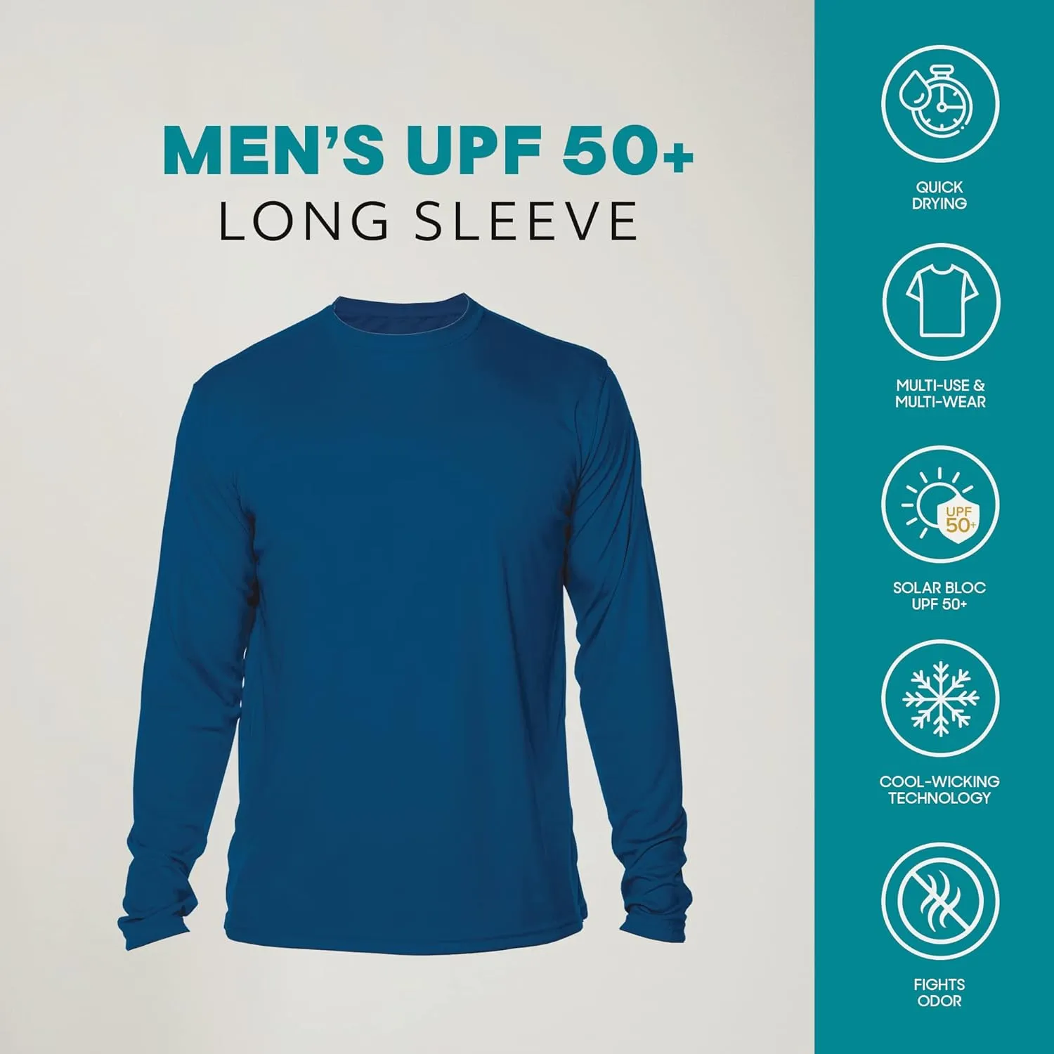 Vapor Apparel Men's Outdoor UPF 50  Long Sleeve T-Shirt, UV Sun Protection for Fishing, Running, Hiking, Swimming