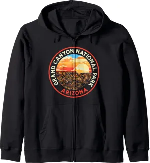 Vintage Grand Canyon National Park Retro 80s Graphic Zip Hoodie