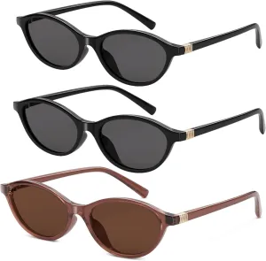 Vintage Oval Sunglasses for Women Y2K Retro Cat Eye Sunnies