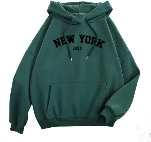 Wankang Graphic Hoodies for Men Women Unisex New York Print Hooded Sweatshirt Pullover Crewneck Sweaters Stylish Fall Tops