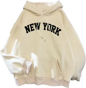 Wankang Graphic Hoodies for Men Women Unisex New York Print Hooded Sweatshirt Pullover Crewneck Sweaters Stylish Fall Tops