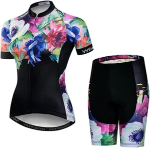 Weimostar Women's Short Sleeve Cycling Jersey Gel Padded Shorts Set MTB Sportswear Reflective
