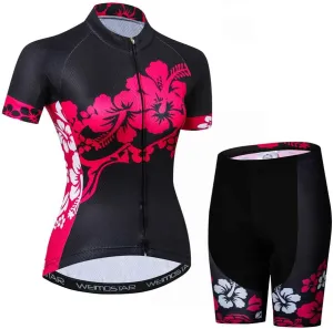 Weimostar Women's Short Sleeve Cycling Jersey Gel Padded Shorts Set MTB Sportswear Reflective