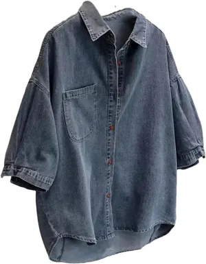 Women Summer Denim Jacket Fashion Short Sleeved Street Sportswear Cowboy Coat Ladies Tops