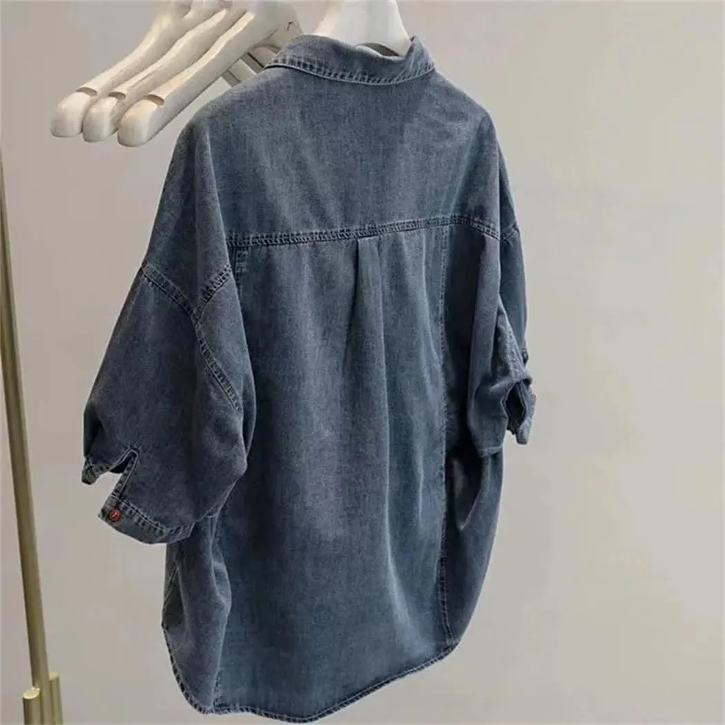 Women Summer Denim Jacket Fashion Short Sleeved Street Sportswear Cowboy Coat Ladies Tops