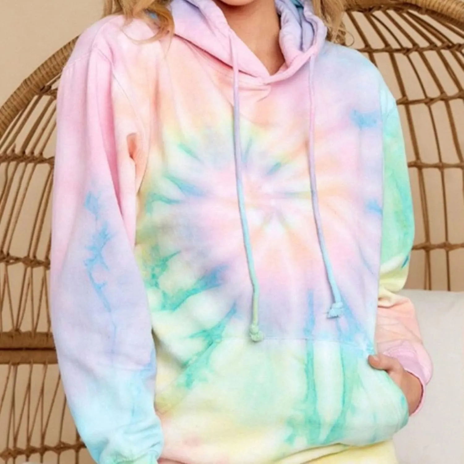 Women Tie Dye Hoodie Pullover Oversized Hooded Fashion Long Sleeve Sweater with Pocket